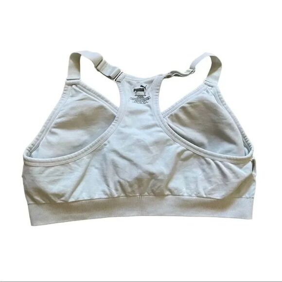 Puma Sports Bra White Wireless Race Back Pullover Size L - Picture 3 of 8
